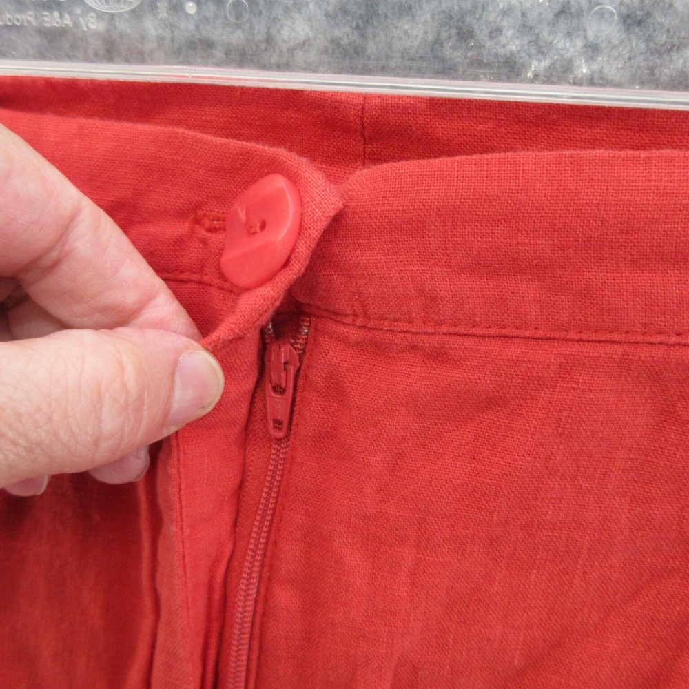 FLAX Designs Pants 3G LInen Red Pedal Pusher Elastic Waistband With Pockets New - Picture 12 of 16